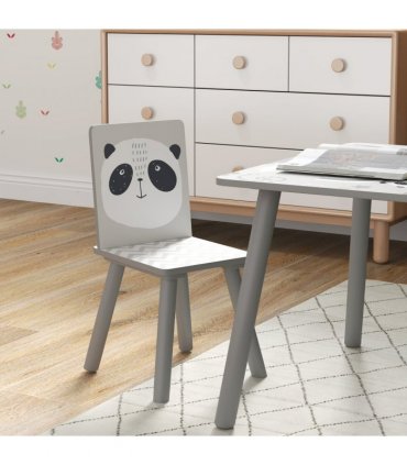 ZONEKIZ Kids Table and Chair Set, Toddler Table with 2 Chairs, Grey