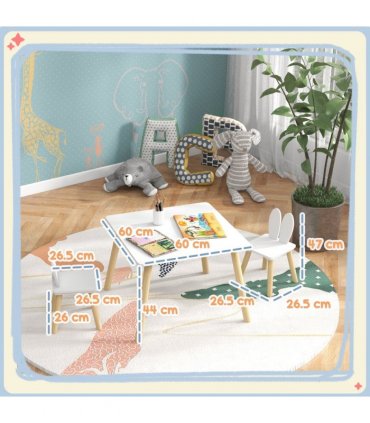 AIYAPLAY 3 Pieces Toddler Table and Chair Set for Nursery, Playroom, Classroom