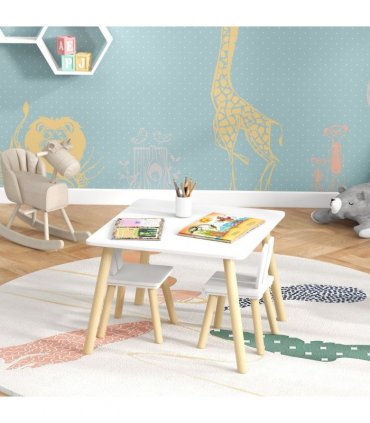 AIYAPLAY 3 Pieces Toddler Table and Chair Set for Nursery, Playroom, Classroom