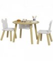 AIYAPLAY 3 Pieces Toddler Table and Chair Set w/ Centre Mesh Bag
