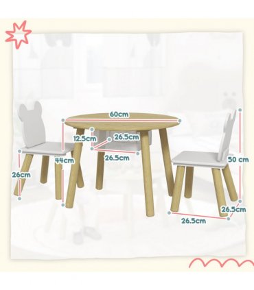 AIYAPLAY 3 Pieces Toddler Table and Chair Set w/ Centre Mesh Bag