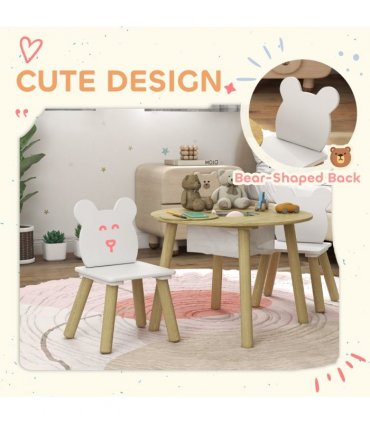 AIYAPLAY 3 Pieces Toddler Table and Chair Set w/ Centre Mesh Bag