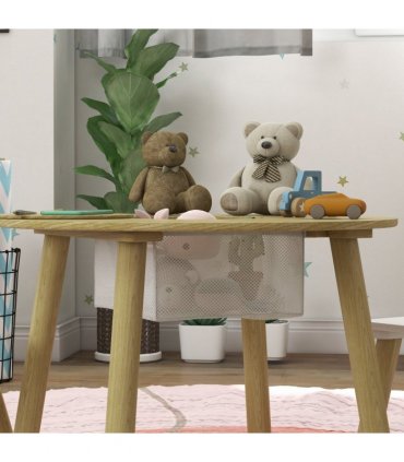 AIYAPLAY 3 Pieces Toddler Table and Chair Set w/ Centre Mesh Bag