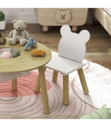 AIYAPLAY 3 Pieces Toddler Table and Chair Set w/ Centre Mesh Bag