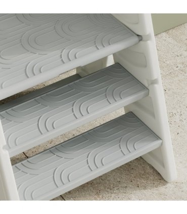 AIYAPLAY Toddler Tower, Foldable & Adjustable, with Handle, Non-Slip, Grey