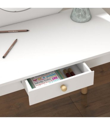 AIYAPLAY Kids Dressing Table with Mirror and Stool, Drawer, Cloud Design
