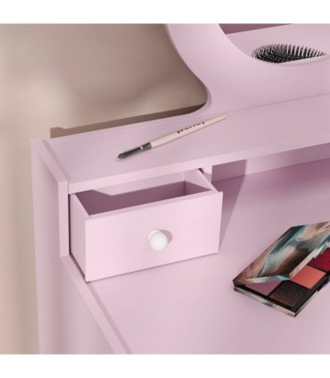 AIYAPLAY Kids Dressing Table Set w/ Stool, Mirror, Drawers - Pink
