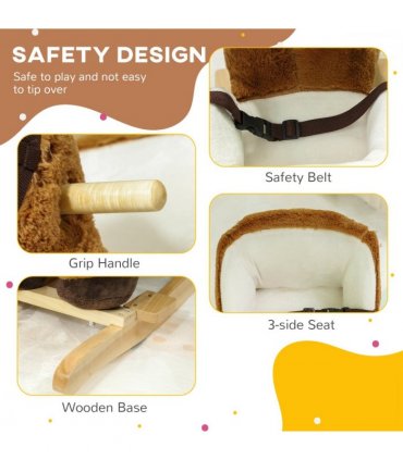 AIYAPLAY Kids Rocking Horse w/ Sound, Safety Belt - Brown