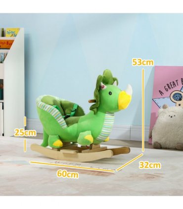 AIYAPLAY Rocking Horse Dinosaur Design Baby Rocker with Animal Sound, Green
