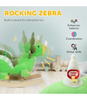 AIYAPLAY Rocking Horse Dinosaur Design Baby Rocker with Animal Sound, Green
