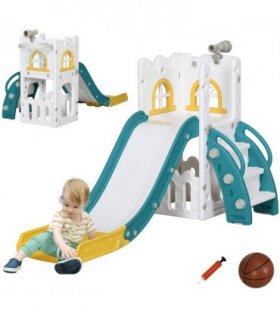 AIYAPLAY 4 in 1 Kids Slide for Indoor Use, for Toddler 1-3 Years Old, Yellow
