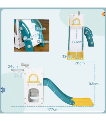 AIYAPLAY 4 in 1 Kids Slide for Indoor Use, for Toddler 1-3 Years Old, Yellow