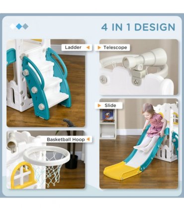 AIYAPLAY 4 in 1 Kids Slide for Indoor Use, for Toddler 1-3 Years Old, Yellow