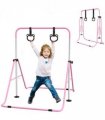HOMCOM Adjustable Height Foldable Kids Gymnastics Bar with Non-Slip Mats, Pink