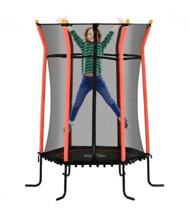 HOMCOM 5.4FT Kids Trampoline With Enclosure Indoor Outdoor for 3-10 Years Red