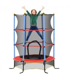 HOMCOM Trampoline for Kids w/Enclosure Net Built-in Zipper 3-10 Year