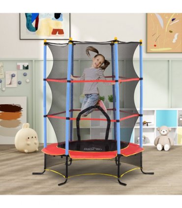HOMCOM Trampoline for Kids w/Enclosure Net Built-in Zipper 3-10 Year