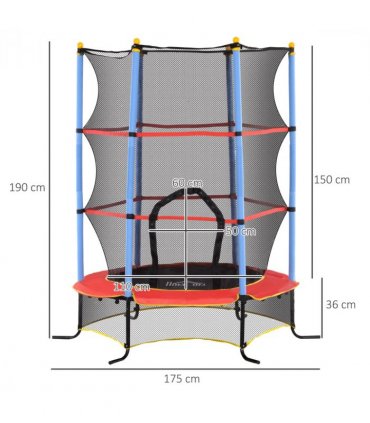 HOMCOM Trampoline for Kids w/Enclosure Net Built-in Zipper 3-10 Year