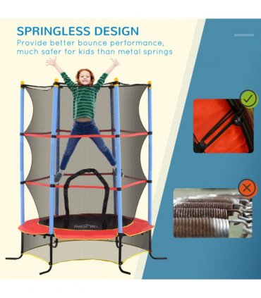 HOMCOM Trampoline for Kids w/Enclosure Net Built-in Zipper 3-10 Year