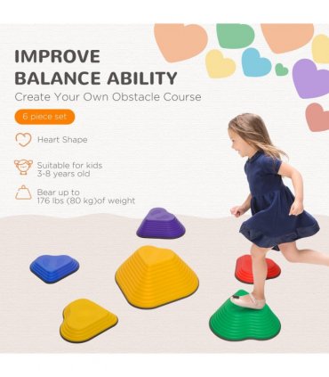 AIYAPLAY 6PCs Kids Stepping Stones, Non-Slip Stackable River Stones