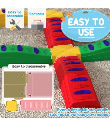 AIYAPLAY 12PCs Kids Balance Beam Stepping Stones with Non-Slip Foot Pads