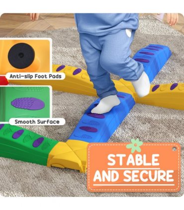 AIYAPLAY 12PCs Kids Balance Beam Stepping Stones with Non-Slip Foot Pads
