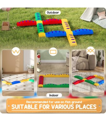AIYAPLAY 12PCs Kids Balance Beam Stepping Stones with Non-Slip Foot Pads