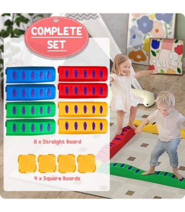 AIYAPLAY 12PCs Kids Balance Beam Stepping Stones with Non-Slip Foot Pads