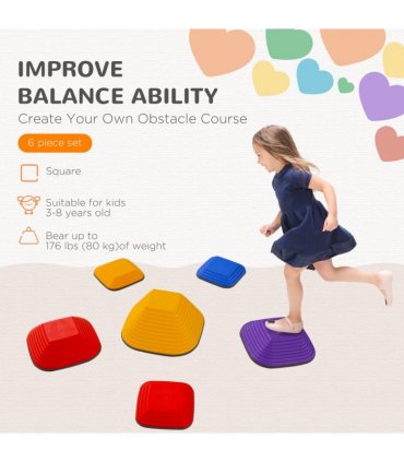 AIYAPLAY Balance Stepping Stones, 6PCs Sensory Toy Gift for Kids Aged 3-8