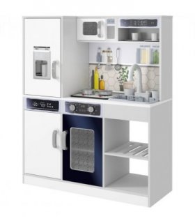 AIYAPLAY Play Kitchen, Pretend Toy Kitchen w/ Sounds Lights, Microwave