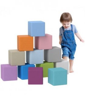 HOMCOM 12 PCs Soft Play Blocks Soft Foam Toy Blue