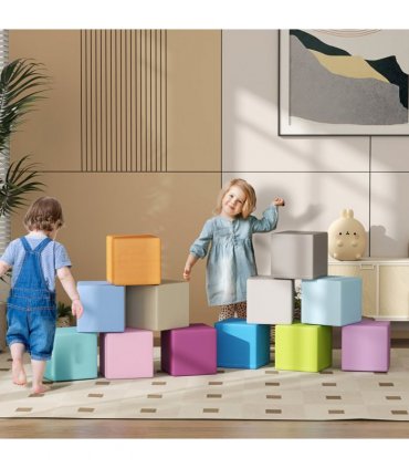 HOMCOM 12 PCs Soft Play Blocks Soft Foam Toy Blue