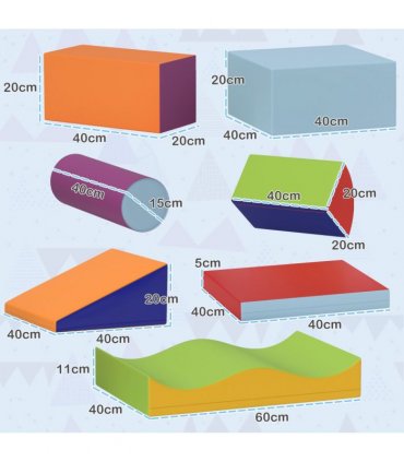 HOMCOM 7 Pcs Kids Soft Foam Puzzle Play Blocks Set Learning Toy Blue