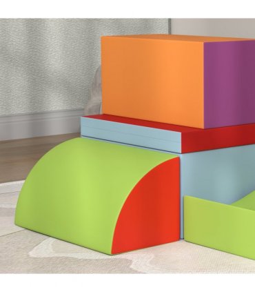 HOMCOM 7 Pcs Kids Soft Foam Puzzle Play Blocks Set Learning Toy Blue