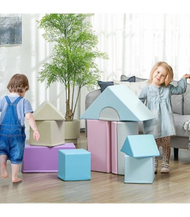 HOMCOM 11 Piece Soft Play Equipment for Toddlers, Soft Play Set , Blue
