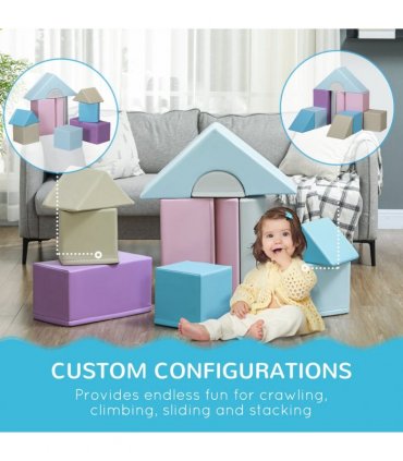 HOMCOM 11 Piece Soft Play Equipment for Toddlers, Soft Play Set , Blue