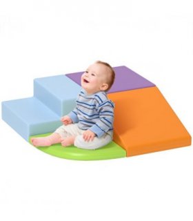 HOMCOM 4-piece Soft Play Set Climb and Crawl Foam Activity Toys Orange