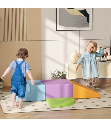 HOMCOM 4-piece Soft Play Set Climb and Crawl Foam Activity Toys Orange