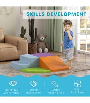 HOMCOM 4-piece Soft Play Set Climb and Crawl Foam Activity Toys Orange