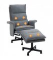 HOMCOM Swivel Recliner Chair w/Footstool Massage Points Remote Control Grey