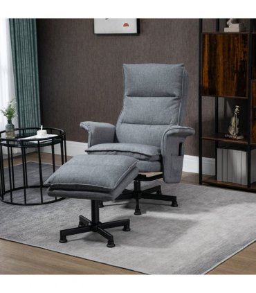 HOMCOM Swivel Recliner Chair w/Footstool Massage Points Remote Control Grey