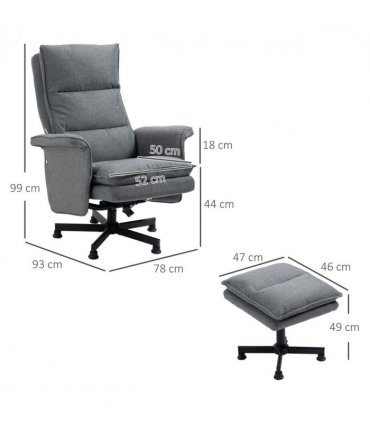 HOMCOM Swivel Recliner Chair w/Footstool Massage Points Remote Control Grey