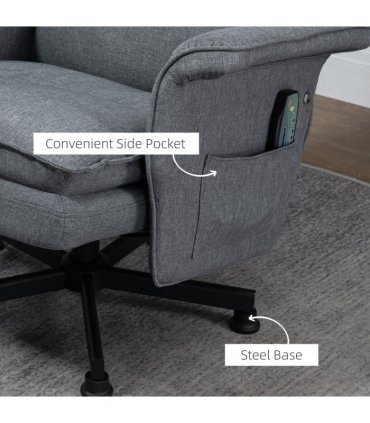 HOMCOM Swivel Recliner Chair w/Footstool Massage Points Remote Control Grey