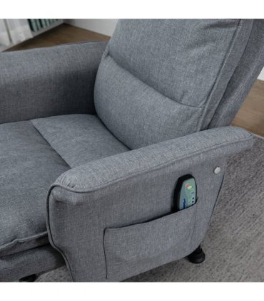 HOMCOM Swivel Recliner Chair w/Footstool Massage Points Remote Control Grey