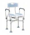 HOMCOM Padded Bath Chair with Slotted Seat and Adjustable Height, Light Blue