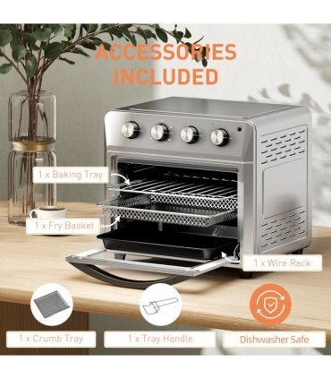 HOMCOM 24L Air Fryer Oven, Small Electric Oven, Grill, Roast, Bake, 1600W