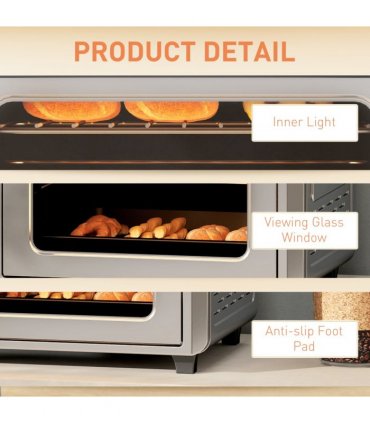 HOMCOM 24L Air Fryer Oven, Small Electric Oven, Grill, Roast, Bake, 1600W