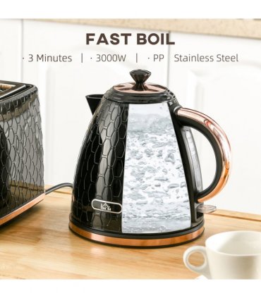 HOMCOM Electric Kettle, Fast Boil, 1.7L, 3kW, Swivel, Auto Shut-off, Black
