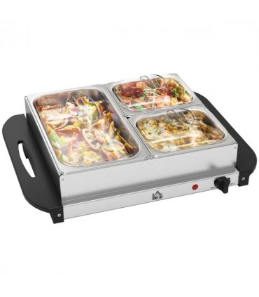 HOMCOM 6L Electric Food Warmer Buffet Server with Lids Cool Touch Handles