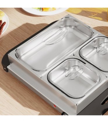 HOMCOM 6L Electric Food Warmer Buffet Server with Lids Cool Touch Handles
